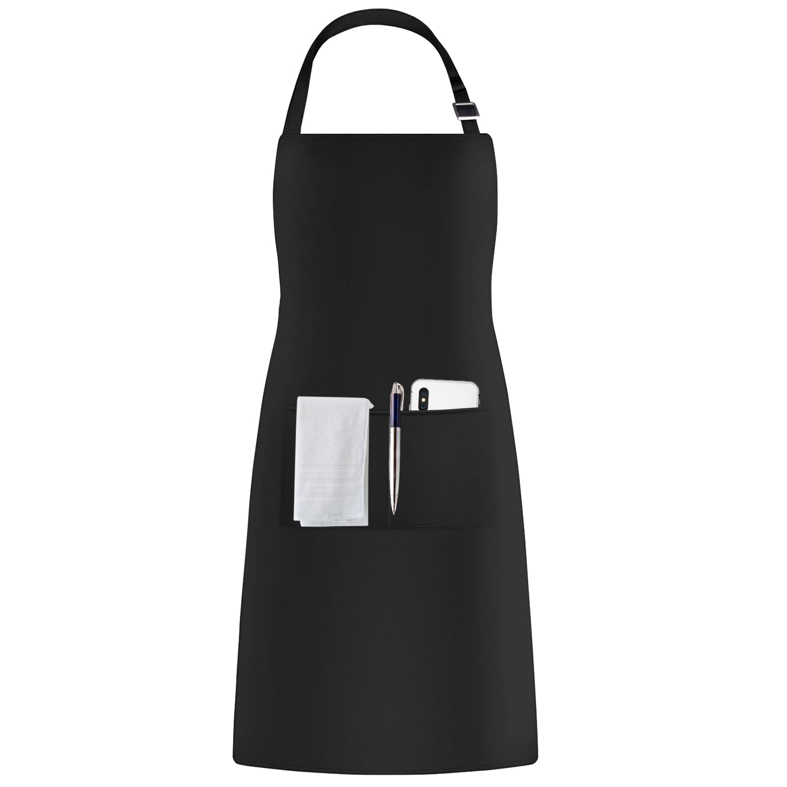 Shentian 28 * 34inch Kitchen Apron,Barbecue Apron,Neck Strap Apron,Cotton100%,70 * 85cm (Black Apron)