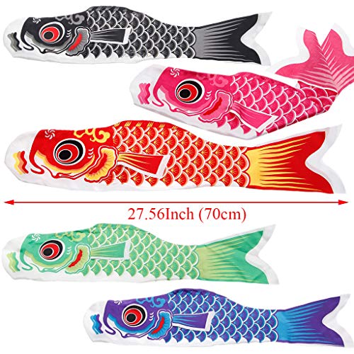 Koi Fish Windsock Flag Kite Koinobori Home Outdoors Hanging Decoration Unique Garden Streamer Flags 28inch 70cm Random Color 2Pc