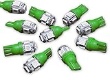 Zone Tech T10 5-SMD LED Bulb - 10-Piece Premium Quality Bright Green 8-SMD 194 168 2825 T10 5-SMD LED Car Lights Bulb