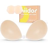 Niidor Adhesive Bra Strapless Ultra Sticky Invisible Push up Silicone Bra Multiple Colors Sizes Reusable for Backless Dress