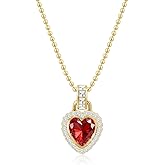Heart Pendant Necklaces for Women, Valentine Jewelry, Gold Heart Plated Necklace, Zirconia Pendant, Adjustable Chain for Valentine’s Day, Anniversary, Birthday, Christmas for Wife, Girlfriend, Mom