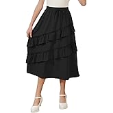 GORLYA Girls Boho Asymmetrical Tiered Ruffle Hem Long Swing Casual Fancy Maxi Skirts 6-16Years