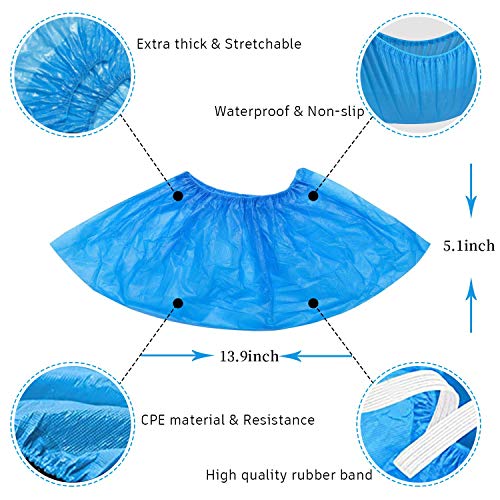 Shoe Covers Disposable Non Slip-100 Pack (50 Pairs) Waterproof Durable Shoe & Boot Covers for Indoor Carpet Floor Protection, Fits All