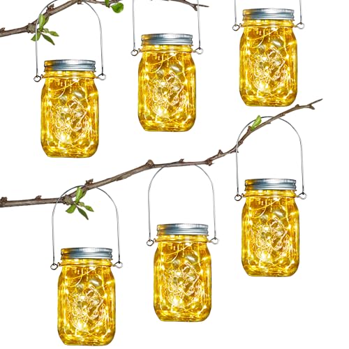 HOYIBO Solar Lanterns for Garden – 6 Pieces 30 LED Waterproof Illumination IP65 Outdoor Solar Lamps for Decorative Christmas Room Party Terrace Garden Weddings Home Trees