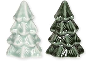 The Bridge Collection 4" Green Christmas Pine Tree Salt and Pepper Shakers - Set of 2 Mini Holiday Tree Shakers - Christmas Housewarming Gift