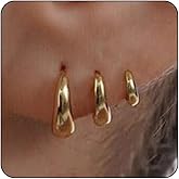 VIROMY Gold Hoop Earrings Set for Women Trendy, 14K Gold Plated Lightweight Small Gold/Silver Hoop Earrings for Women Chunky Open Hoops Earrings Jewelry Gifts