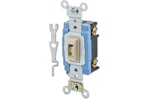 Leviton Quiet Switch, 15 Amp, 120/277 Volt, Toggle Locking Single-Pole, Extra Heavy Duty, Self Grounding, 1201-2IL, Ivory