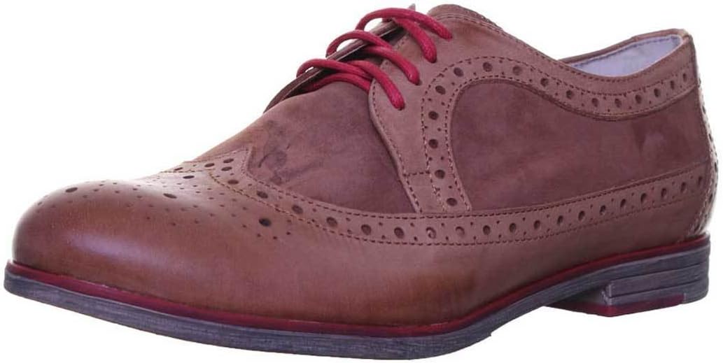 Justin Reece Womens Two Tone Soft Leather Brogue Oxford