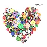 1500 PCS Assorted Bulk Buttons Mixed Colors Size Buttons for Crafts,Round Craft Buttons for Sewing DIY Crafts，Children's Manual Button Painting