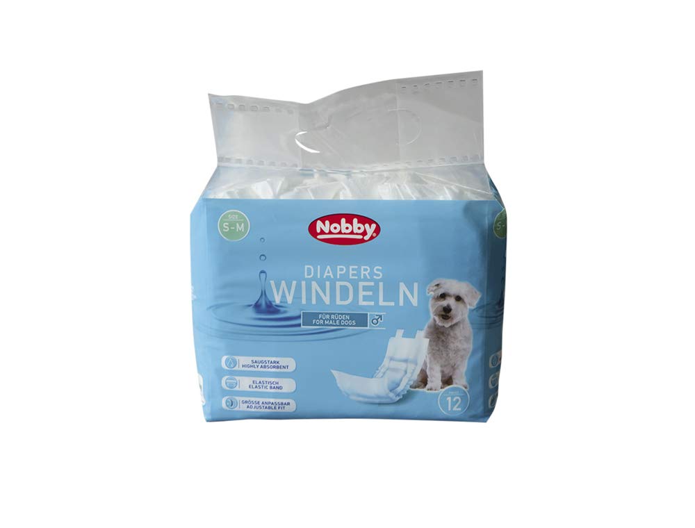 Nobby Nappies for Male Dogs, Pack of 12, S-M, 30-46 cm
