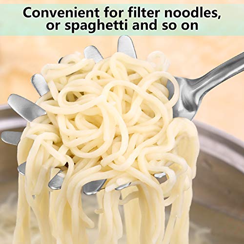 Spaghetti Server, [Rustproof, Integral Forming, Durable] Newness 304 Stainless Steel Pasta Fork with Vacuum Ergonomic Handle, Comfortable Grip Design Spaghetti Server for Kitchen, 14.33 Inches - Thumbnail 5