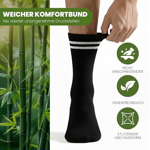FALARY 6/12 Pairs of Bamboo Tennis Socks for Men and Women, Antiperspirant, Breathable, Sports Running Socks