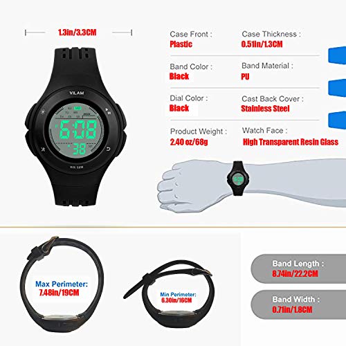 image for etway Kids Digital Sport Watch Outdoor Waterproof Watch LED Alarm Stop