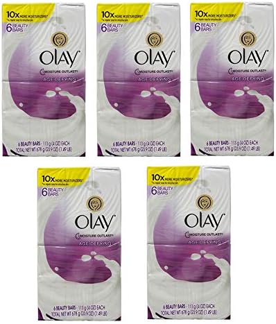 Pack of 5 Olay Age Defying With Vitamin E Cleanser Beauty Bar Soap 4 Oz 6 Count