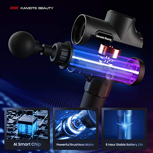 Massage Gun Deep Tissue,Muscle Massage Gun for Athlete with 12 Heads,Super Quiet Brushless Motor,Back Shoulder Leg Facial Gun,Handheld Percussion Massage Gun for Pain Relief (Black)