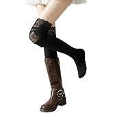 Moonlik Knee High Lace Boot Socks Women Tall Leg Warmers, Long Y2K Stockings for Autume and Winter