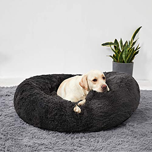 ANWA Medium Washable Dog Round Bed, Dog Donut Bed Medium Dog, Plush Dog Calming Bed