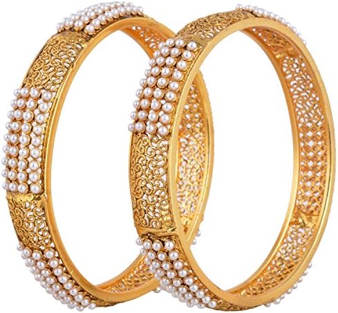 Indian Fashion Jewelry Bangles Bracelets Bollywood Ethnic Gold plated pearl kada