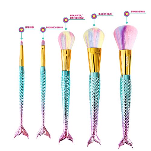 GirlZone: Fun Mermaid Makeup Brushes Kit Gift for Girls