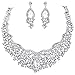 EVER FAITH Women's Austrian Crystal Flower Cluster Teardrop Necklace Earrings Set Clear Silver-Tone