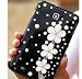 Black Flower Tassel Pearl Bling 3d Diamond Crystal Hard Back Cover Case for Samsung Galaxy Note 1 N7000 I9220 I717