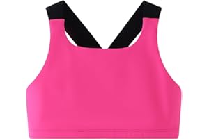 5-13Y Sports Bras for Girls Criss-Cross Back Padded Medium Support Yoga Bra Color Block Comfy Bralettes No Wire
