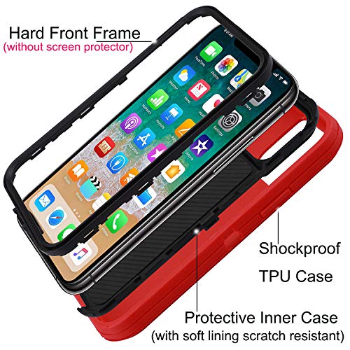 Co-Goldguard Case Compatible with iPhone 11 Pro,[NOT for iPhone 11] Heavy Duty 3 in 1 Durable Cover Shockproof Drop-Proof Shell Cases Compatible with iPhone 11 Pro 5.8 inch,Black&Red