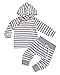 Besokuse Newborn Baby Boys Girls Hooded Sweatshirt T-shirt Tops+Striped Pants Kids Outfits Clothes Set (Grey, 18-24Months)