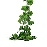 Derker 96 Feet - 12 Artificial Silk Ivy Grape Garland Vine Fake Hanging Plant Leaves Greenery Wedding Party Garlands Wall Decoration