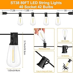 Outdoor String Lights 80ft ST38 Outdoor Lights with