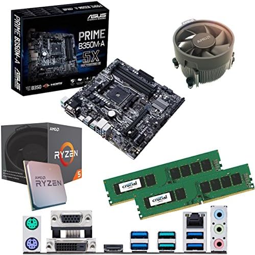 Components4All AMD Ryzen 5 1600 3.2Ghz (Turbo 3.6Ghz) Six Core Twelve Thread CPU, ASUS Prime B350M-A Motherboard & 8GB 2133Mhz Crucial DDR4 RAM Pre-Built Bundle