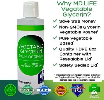 Save $$ MD. Live Glycerin - Compare to Glycerin Vegetable Kosher USP (8 oz)