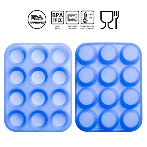 Aokinle Silicone Muffin Pan-Cupcake Baking Pan,12 Cup Bakeware Molds,Non-Stick BPA Free,Tray Tools
