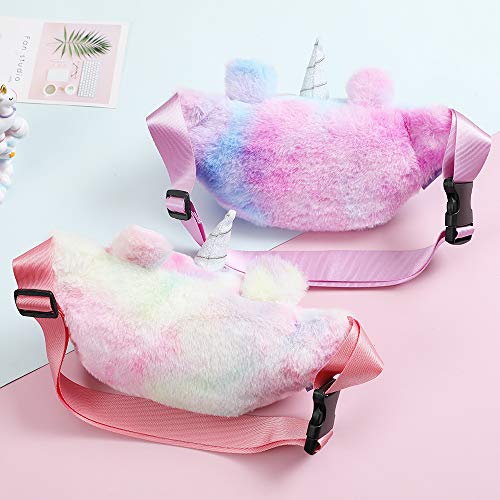 Cute Plush Unicorn Backpack, Soft Rainbow Book Bag Sweet Girls Daughter Gifts (A - C2 Fanny Pack)