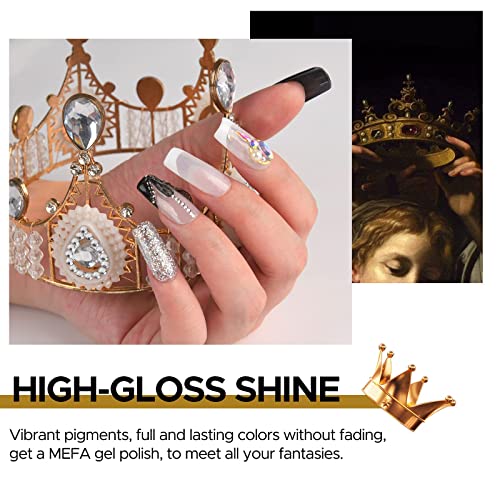 Gel Nail Polish Set with Top/Base Coat, 12+2 Pcs Black White Grey Gold Brown Blue Silver Glitter Classic Colors Soak Off Starter Kit Nail Art DIY Salon Manicure Holiday arty Gift for Girls Women by MEFA