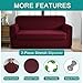 Rose Home Fashion Jacquard Stretch 2 Separate Pieces Chair Cover, Chair Slipcover with Separate Cushion Cover Couch-Polyester Spandex Sofa Slipcover&Couch Cover for Dogs(Chair: Burgundy)