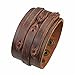Unisex Adjustable Handmade Genuine Leather Wide Brown Belt Bracelet Bangle Cuff by Jenia