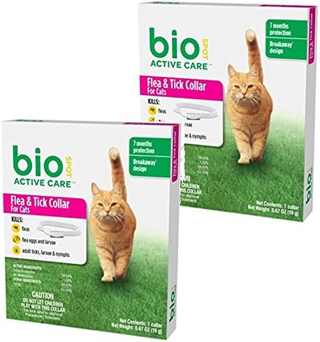 (2 Pack) BioSpot Active Care Flea and Tick Collar for Cats, 13-Inch