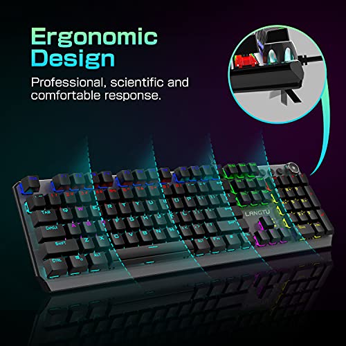 LANGTU Mechanical PC Gaming Keyboard, Light up Keyboard with Red Swicth