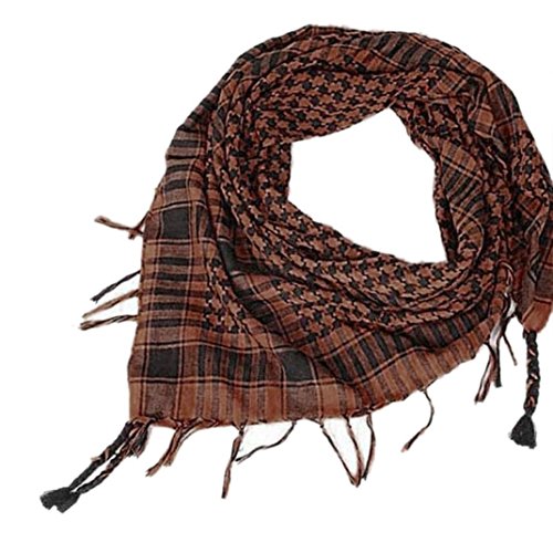 Women Tassel Tartan Scarf Boho Large Cozy Square Shawl and Wraps (Coffee)