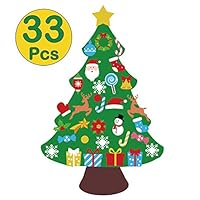 jollylife 3ft DIY Felt Christmas Tree Set - Xmas Decorations Wall Hanging 32 Ornaments Kids Gifts Party Supplies