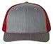 Richardson Unisex 112 Trucker Adjustable Snapback Baseball Cap, Split Heather Grey/Red, One Size Fits Most