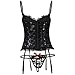 EVAbaby Sexy Bustier Corset Lingerie Set for Women Sheer Floral Lace Camisole Top Cheeky Thong with Garter Belt Plus Size Exotic Sleepwear Black M