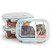 Premium Glass Food Storage Containers- Meal Prep Lunch Box Set- with Locking Lid & 2 Compartments- BPA Free, Airtight, Leak proof, Microwave, Oven, Freezer, Dishwasher Safe(Rectangle, 35.5 Oz, 3 Sets)