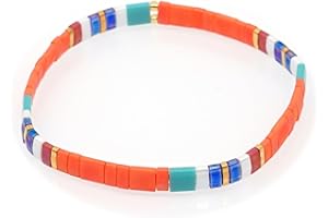 Sonateomber Tila Flat Beaded Stretch Bracelets for Women Colorful Beads Stack Bracelet