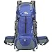 Loowoko Hiking Backpack 50L Travel Daypack Waterproof with Rain Cover for Climbing Camping Mountaineering (Blue)