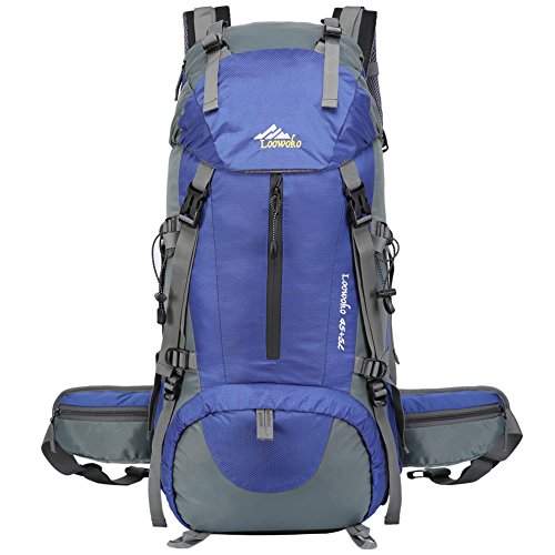 Loowoko Hiking Backpack 50L Travel Daypack Waterproof with Rain Cover