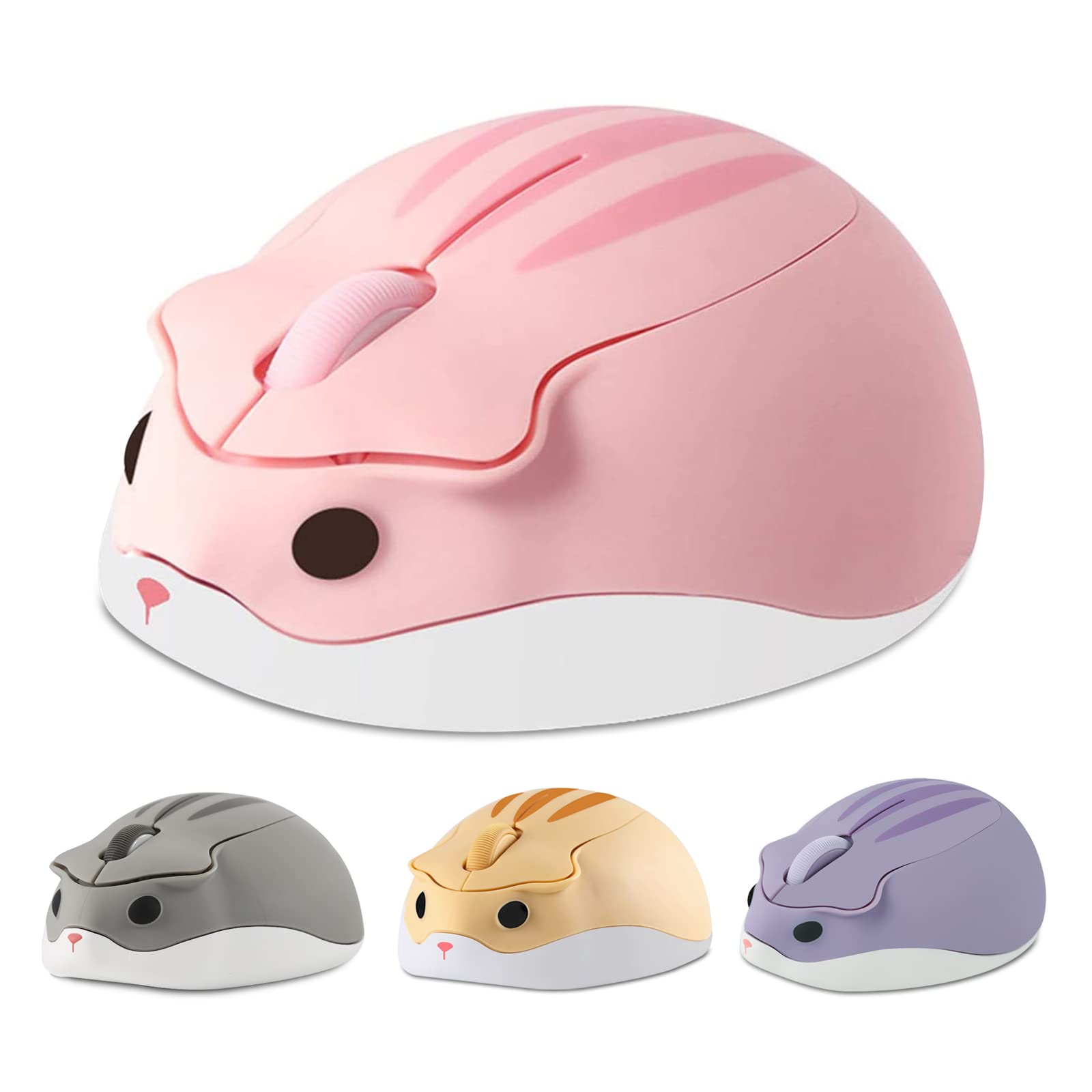 Cute Hamster Shape Pink Optical Mouse - Wireless, 1200 DPI, Noise Reduction, Ultra Portable Travel Mouse with 2.4 GHz USB Unifying Receiver for PC, Mac & Laptop — image 1
