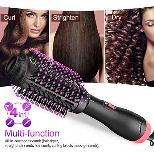 Hair Dryer Volumizer One-Step Hot Hair Air Brush, 3-in-1 Multi-functional Negative Ion Hair Straightener Curler Brush Reduce Frizz and Static for All Hair Types 2019