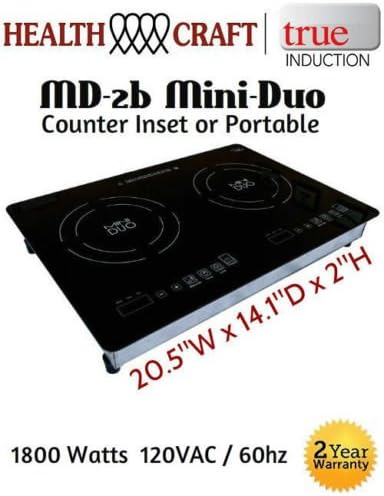 True Induction MD-2B Mini Duo Double Burner - Counter Inset or 110vac Portable
